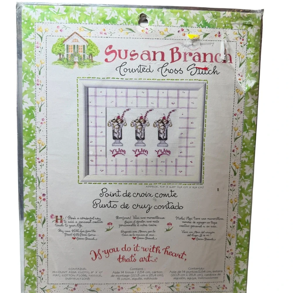 Bucilla Susan Branch Counted Cross Stitch Kit 43118 Ice Cream Sundae New Vintage